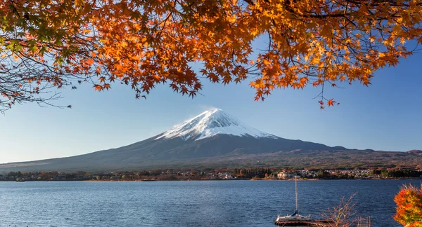 Berg Fuji en herfst bladeren — Stockfoto