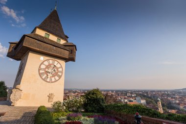 Clocktower and panorama of graz clipart