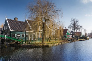 zaanse Schans'a geleneksel Hollanda evleri