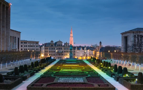 Brussels city nattvisning — Stockfoto