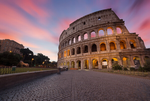 Great Colosseum building at sunset, Rome, Italy