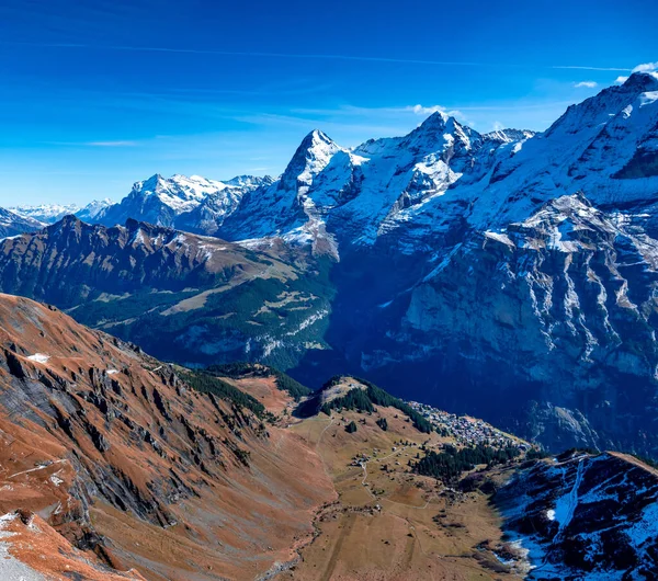 Gyönyörű Kilátás Völgyre Svájci Alpokra — Stock Fotó