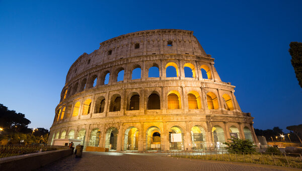 Famous great colosseum at evening in Rome, Italy