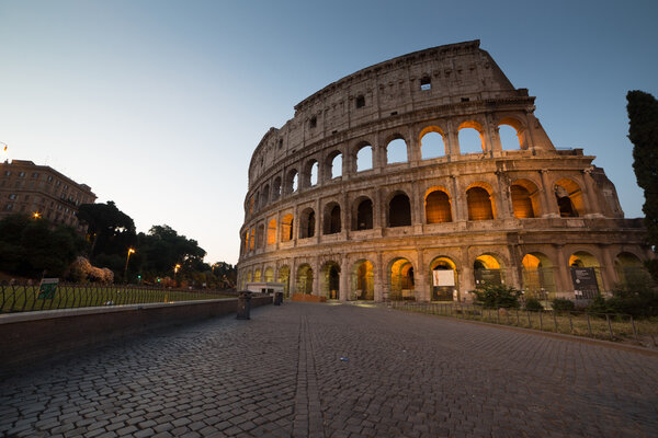 Famous great colosseum at evening in Rome, Italy