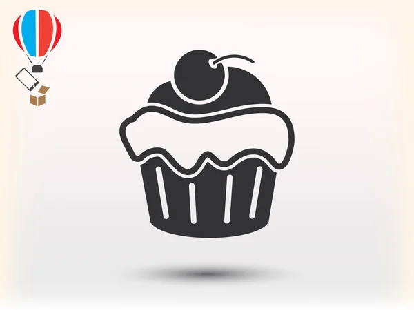 Cereja cupcake ícone — Vetor de Stock