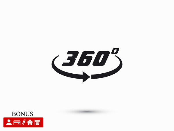 Angle 360 degrees sign icon