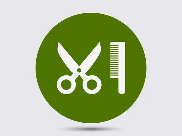 Hair comb with scissors sign icon — Stock Vector