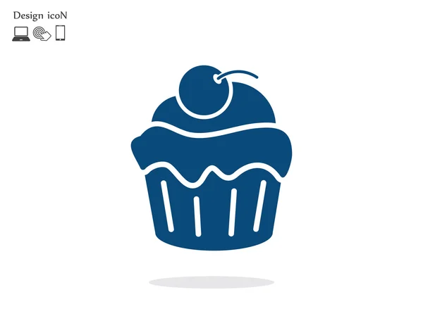 Cereja cupcake ícone de design plano — Vetor de Stock