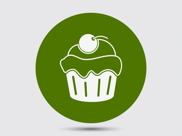 Cereja cupcake ícone de design plano — Vetor de Stock