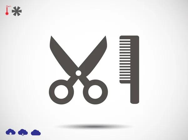 Comb hair with scissors icon — Stock Vector