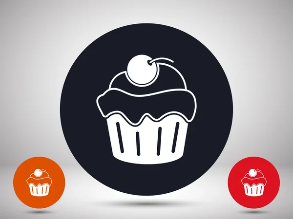 Cherry cupcake  icons set — Stock Vector
