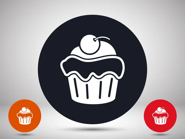 Cherry cupcake  icons set — Stock Vector