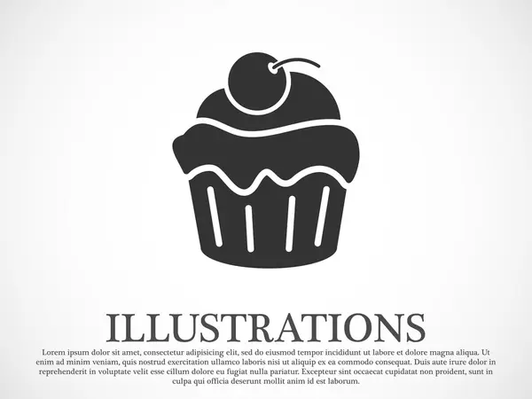 Kersen cupcake pictogram — Stockvector