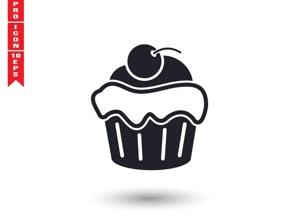 Cereja cupcake ícone — Vetor de Stock