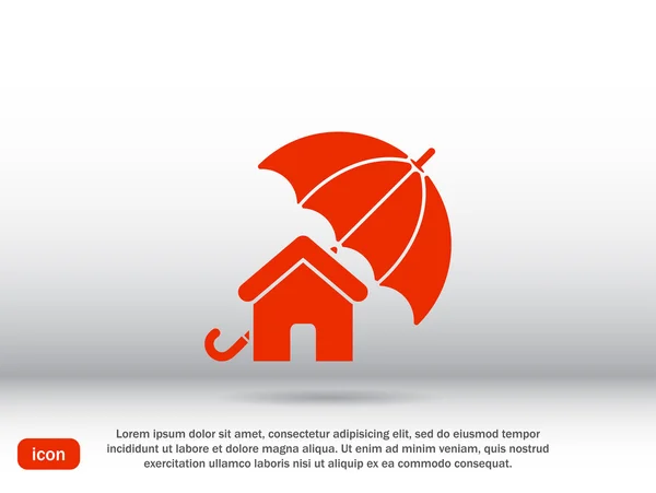 House with umbrella icon — Stock Vector