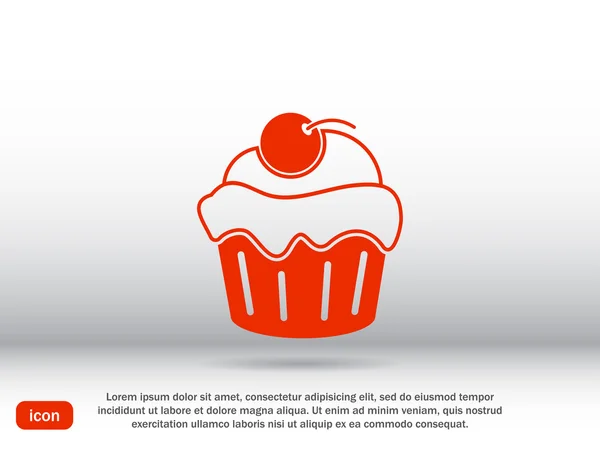 Cereja cupcake ícone — Vetor de Stock