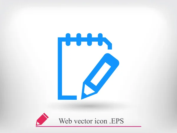 Ícone de bloco de notas e lápis — Vetor de Stock