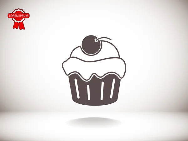 Cupcake com ícone de cereja — Vetor de Stock
