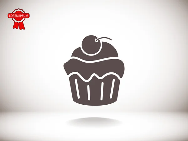 Cupcake com ícone de cereja — Vetor de Stock