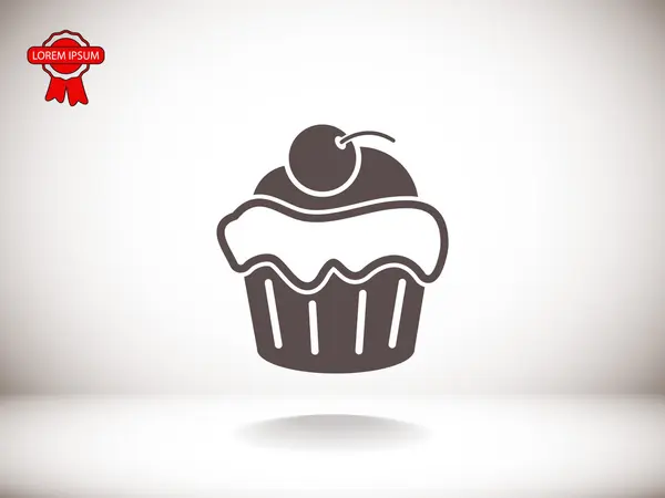 Cupcake with cherry icon — Stock Vector