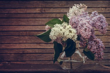 Leylak vazoda buket. Vintage sesi stil