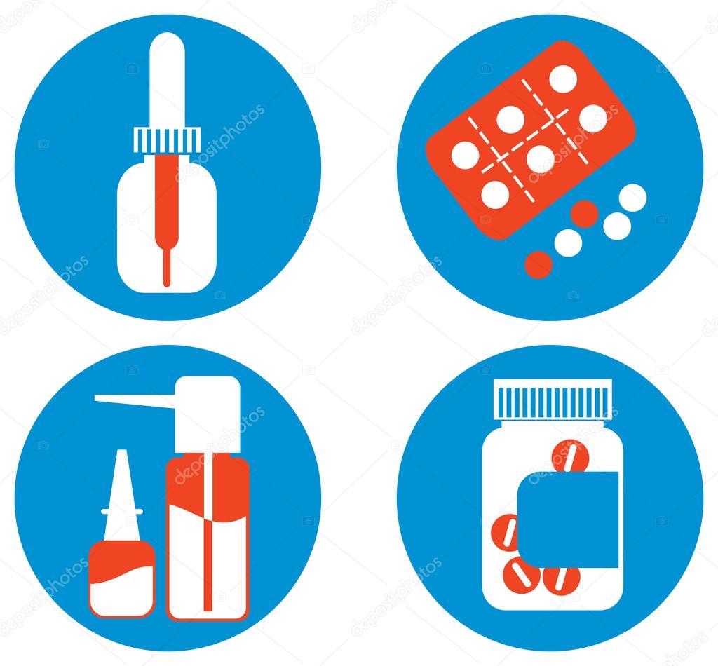 Set of drawings with medicines