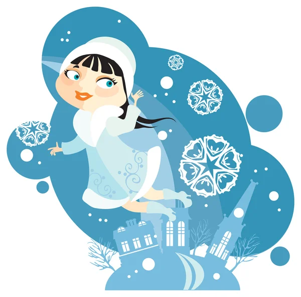 Nieve doncella mujer — Vector de stock