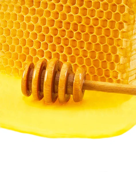 Panal Abeja Con Miel Natural Aislada Sobre Fondo Blanco — Foto de Stock