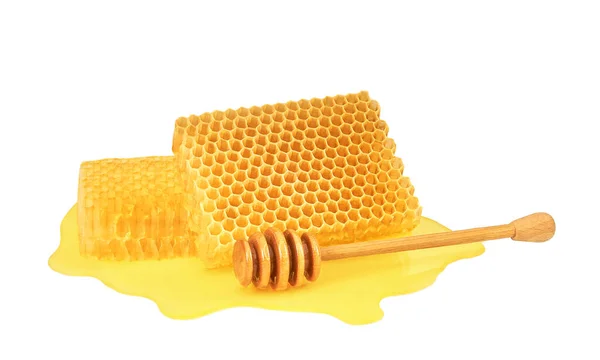 Бджола Натуральним Медом Ізольовані Білому Тлі — стокове фото