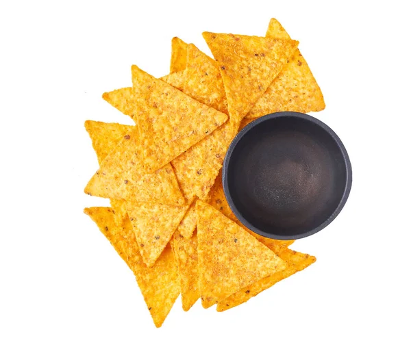 배경에 고립되어 멕시코나 초칩과 그레이비 보트가 — 스톡 사진