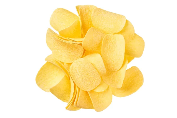 Monte Batatas Fritas Crocantes Isoladas Fundo Branco — Fotografia de Stock