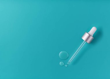 Nane rengi arkaplanda yüz serumu var. Kolajen, deri bakımı için hiyalürik asit. Damlatan cam şişe. Kozmetik ürünleri. Organik kozmetik ürünleri kavramı..