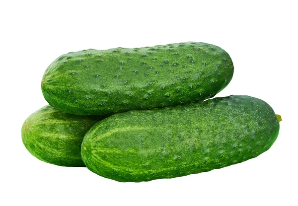 Three Organic Cucumbers Isolated White Background Clipping Path Full Depth — 图库照片