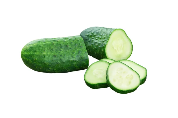 Fresh Cucumber Slices Isolated White Background — 图库照片