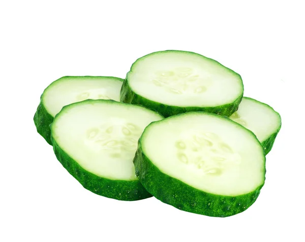 Cucumber Slice Isolated White Background Entire Image Sharpness — Stock Photo, Image