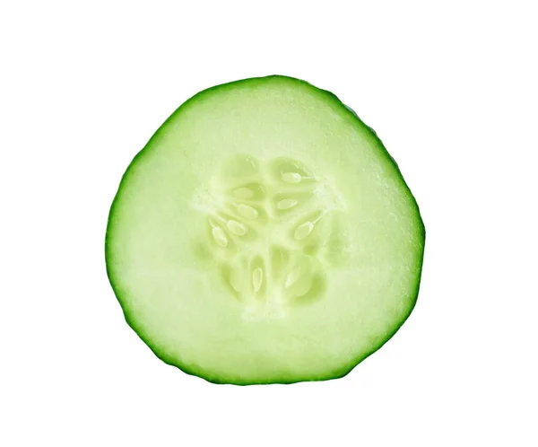 Cucumber Slice Isolated White Background Clipping Path Full Depth Field — Stock Fotó