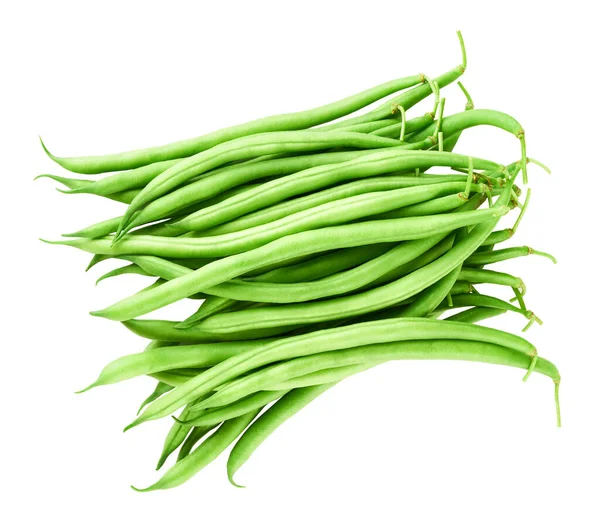 Ripe Green Bean Isolated White Background Top View Organic Green — Stock Photo, Image