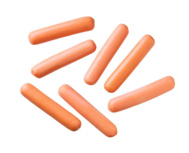 Kaynamış sosis, beyaz arka planda izole edilmiş. .