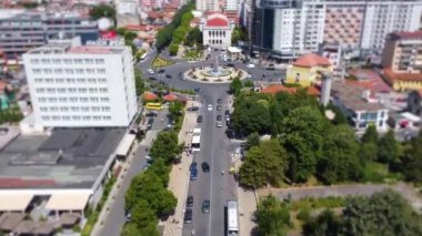 Arnavutluk 'taki Şkodra kasabası. Hava fotoğrafçılığı