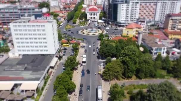 Shkodra cidade na Albânia. Fotografia aérea — Vídeo de Stock