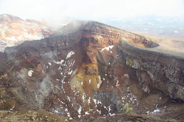 Viaje Fascinante Tierra Géiseres Volcanes Península Kamchatka Escalada Volcán Gorely — Foto de Stock