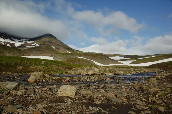 Berglandschaft Und Sommer Spannende Wanderung Kamtschatka Dem Land Der Vulkane — Stockfoto