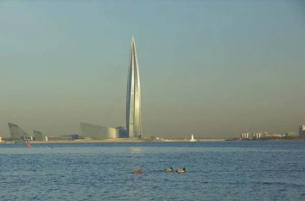 Promenad Längs Stranden Den Alluviala Territoriet Vasilievsky Island Solig Höstmorgon — Stockfoto