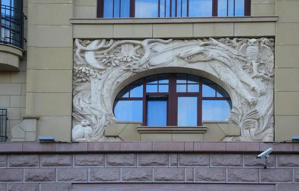 Een Fragment Van Het Architectonisch Ontwerp Van Gevel Art Nouveau — Stockfoto