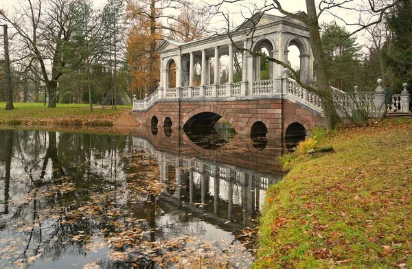 Sombría Mañana Noviembre Paseo Por Parque Catherine Tsarskoe Selo Bolshoy — Foto de Stock