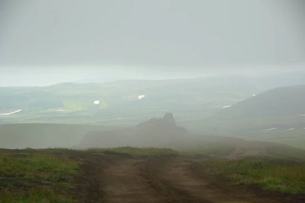 Paesaggio Montano Affascinante Escursione Kamchatka Nella Terra Dei Vulcani Strada — Foto Stock