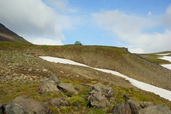 Sommersonniger Tag Kamtschatka Und Eine Berglandschaft Vor Blauem Himmel — Stockfoto