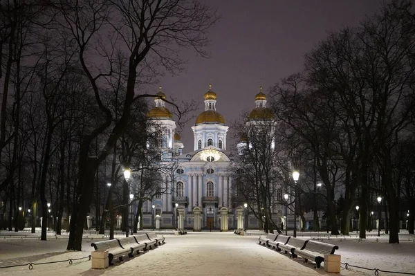 Morning December Snowfall Nikolsky Cathedral Pearl Baroque — Stock Photo, Image