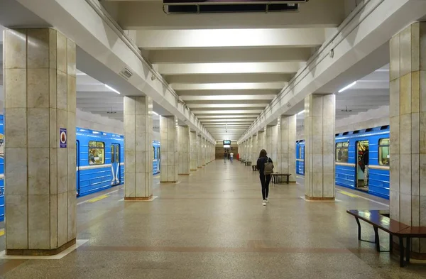 Фрагмент Інтер Єру Станції Studencheskaya Metro Новосибірську — стокове фото