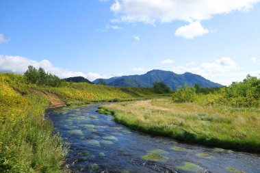 Kamçatka 'da büyüleyici bir yaz yürüyüşü, volkanlar ve ayıların kampı, merkezi kordon ve sıcak nehir.